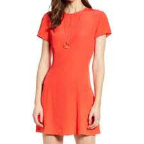 Something Navy Mini Red Scalloped Hem Mini Dress Poppy Size Medium - Picture 1 of 7